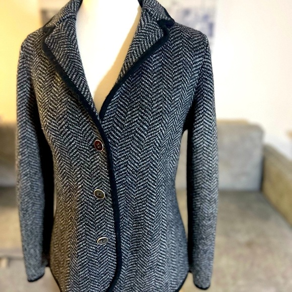 Talbots Sweaters - ✅ Talbots Black and Gray Herringbone Cardigan Sweater
